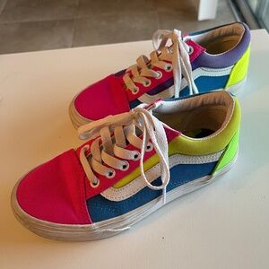 Girls Vans Tennis Shoe Size 1 (Neon Print) SNEAKERS